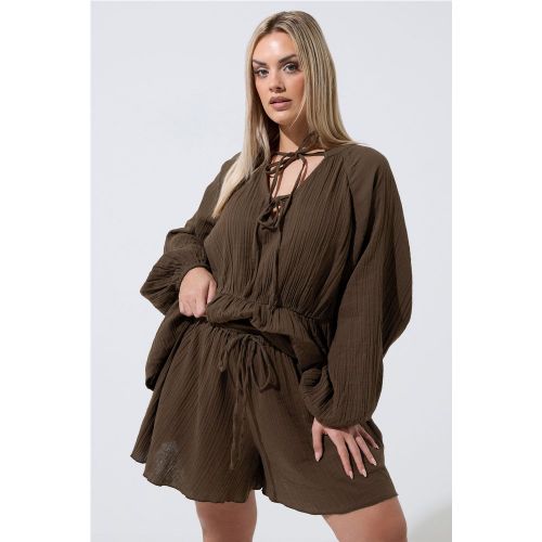 Short Marron Chocolat En Gaze De Coton Size 46 - Limited Collection - Modalova