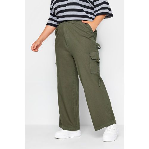 Pantalon Kaki Cargo Wide Leg En Sergé , Grande Taille & Courbes - Yours - Modalova