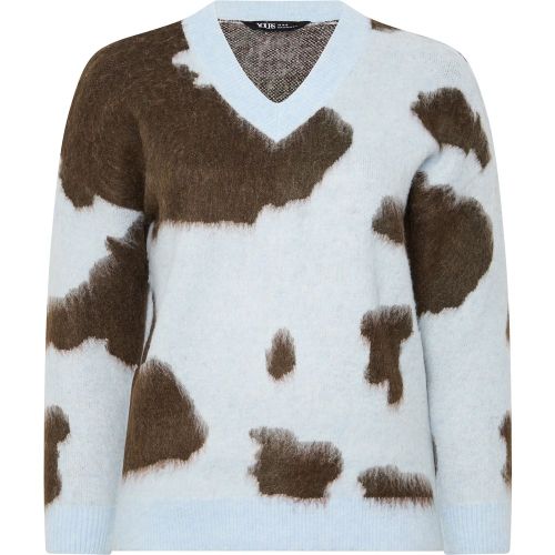 Plus Size Brushed Cow Print Knitted Jumper Size 46-48 - Yours - Modalova
