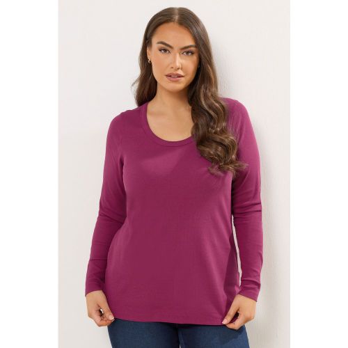 Haut Côtelé Rose Foncé À Col Rond Size 42 - Yours - Modalova