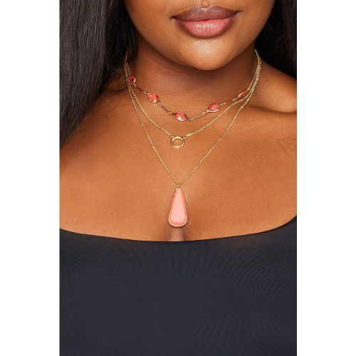 Collier Multichaînes Doré Pierres Roses Size One Size - Yours - Modalova