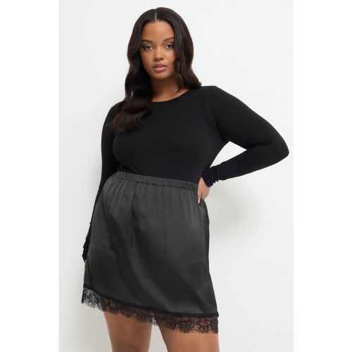 Jupe Noire En Satin À Ourlet En Dentelle Size 44 - Limited Collection - Modalova