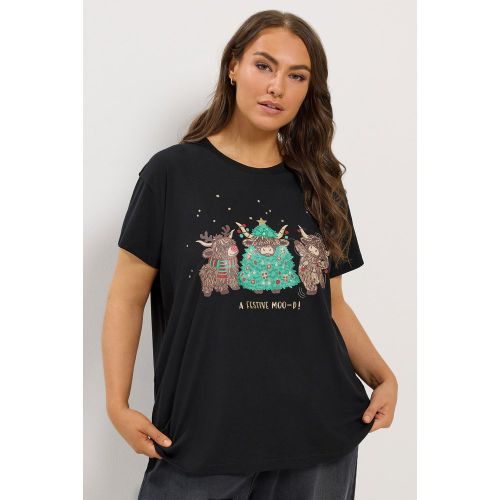 Tshirt Fantaisie Noir À Motif Vache Des Highlands « A Festive Mood » Size 40 - Yours - Modalova