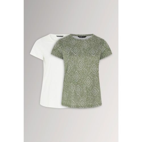 Et Lot De 2 Tshirts Vert Kaki Et Blancs Motif Mosaïquesize 44 - Yours - Modalova