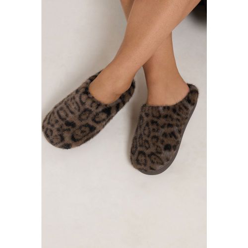Chaussons Mules Marron Motif Léopard En Fausse Fourruresize 42-43 - Yours - Modalova