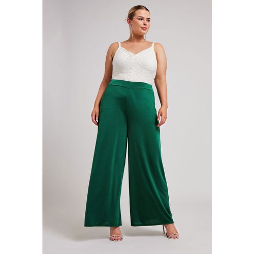 Pantalon Wide Leg Émeraude En Jersey , Grande Taille & Courbes - Yours London - Modalova