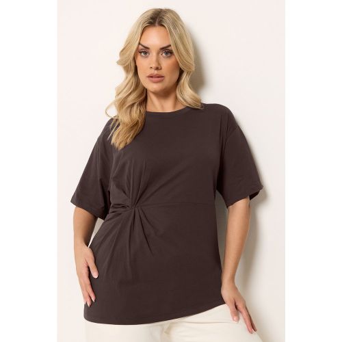 Tshirt Torsadé Devant Marron Chocolat Size 48 - Yours - Modalova