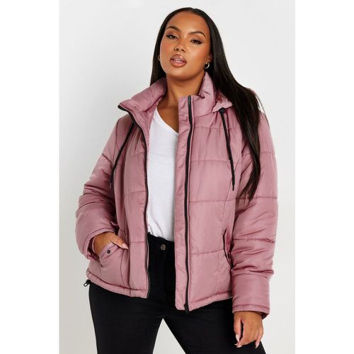 Curve Pink Boxy Short Padded Coat, Grande Taille & Courbes - Yours - Modalova