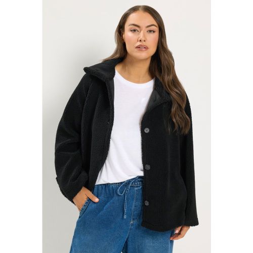 Veste À Col Cheminée En Imitation Mouton Noire Size 54-56 - Yours - Modalova
