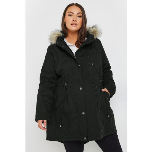 Maternity Parka Noire Capuche & Fausse Fourrure Size 48 - Bump It Up - Modalova