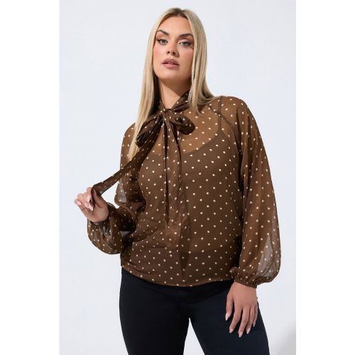 Blouse En Mousseline Marron À Pois Avec Lien Size 38 - Limited Collection - Modalova
