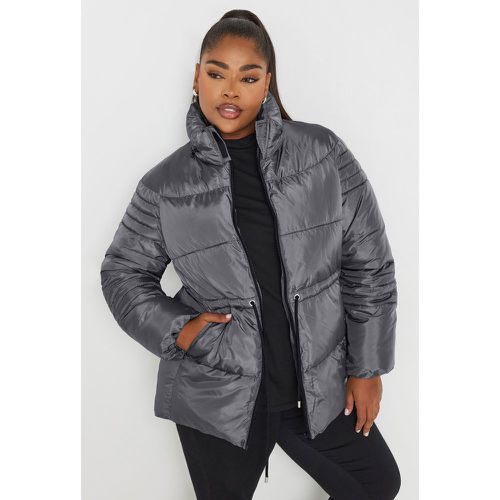 Curve Charcoal Grey Padded Drawstring Coat, Grande Taille & Courbes - Yours - Modalova