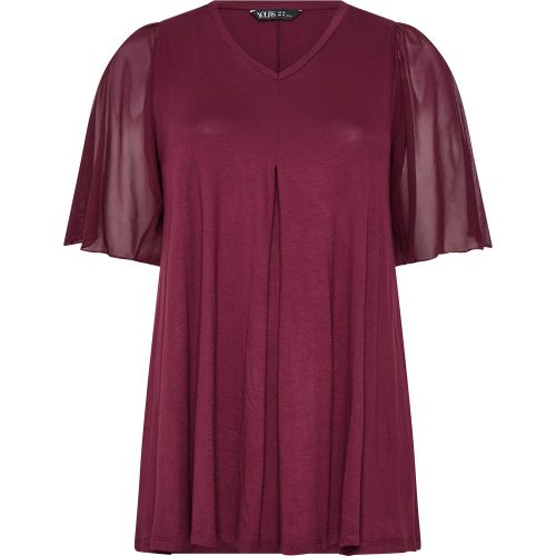 Plus Size Burgundy Pleat Front Swing Top Size 46 - Yours - Modalova