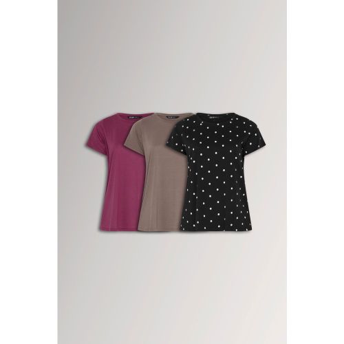 Et Lot De 3 Tshirts Basiques Marron/Noir/À Poissize 54-56 - Yours - Modalova
