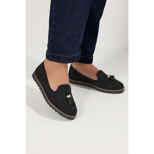 Mocassins À Glands Noirs En Imitation Daim, Coupe Large Esize 37EEE - Yours - Modalova