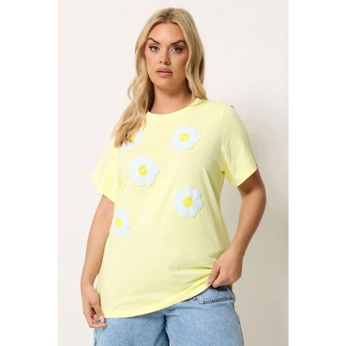 Tshirt Jaune À Marguerites Appliquées Size 44 - Yours - Modalova