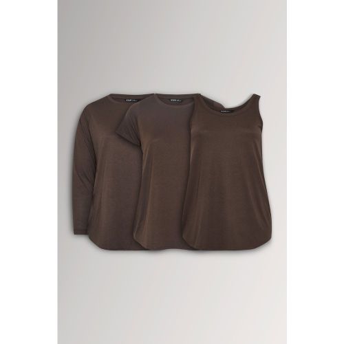 Lot De 3 Tshirts Essentiels Marron Chocolat Size 62-64 - Yours - Modalova