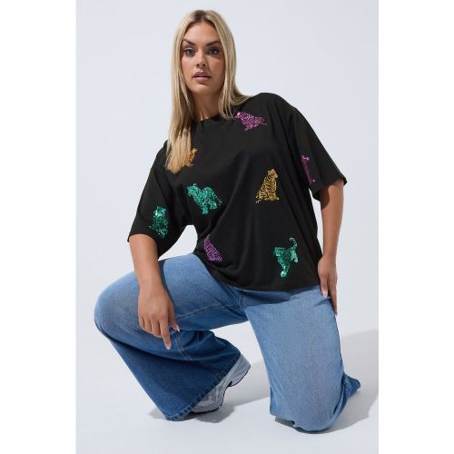 Tshirt Noir À Motif Tigre En Sequins Size 38 - Limited Collection - Modalova