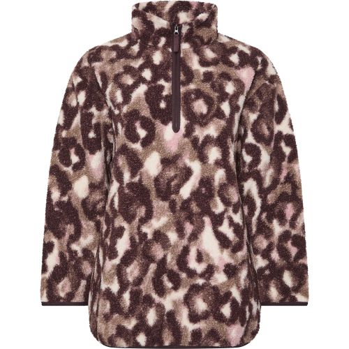Plus Size Leopard Print Half Zip Borg Fleece Size 50-52 - Yours - Modalova