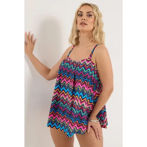Haut De Tankini Noir À Imprimé Chevrons Size 50 - Yours - Modalova