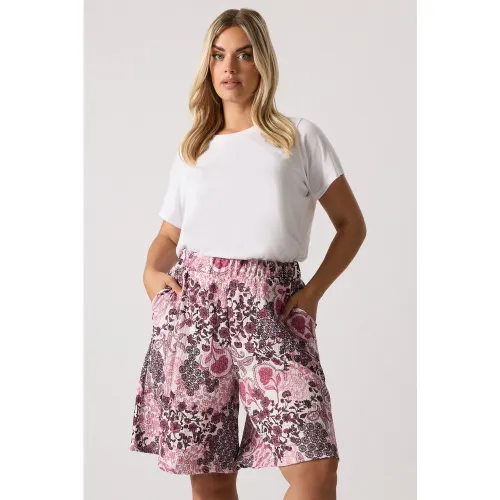 Short Texturé À Imprimé Cachemire Rose Size 62-64 - Yours - Modalova