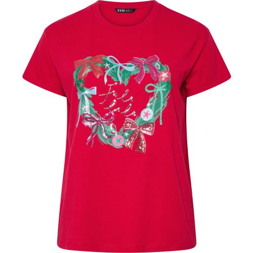 Plus Size Sequin Wreath Novelty Cotton Tshirt Size 50-52 - Yours - Modalova