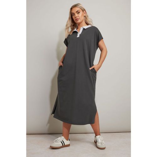 Robe Midaxi En Gris Charbonneux En Jersey À Col Size 50-52 - Yours - Modalova