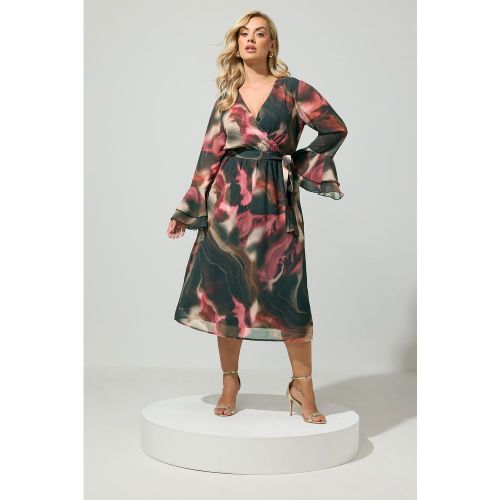Robe Cachecœur Noire À Motif Abstrait Size 46 - Yours London - Modalova