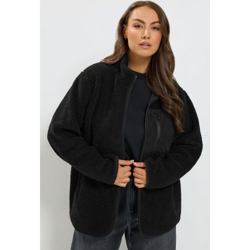 Polaire Zippée Noire En Tissu Borg Size 48 - Yours - Modalova