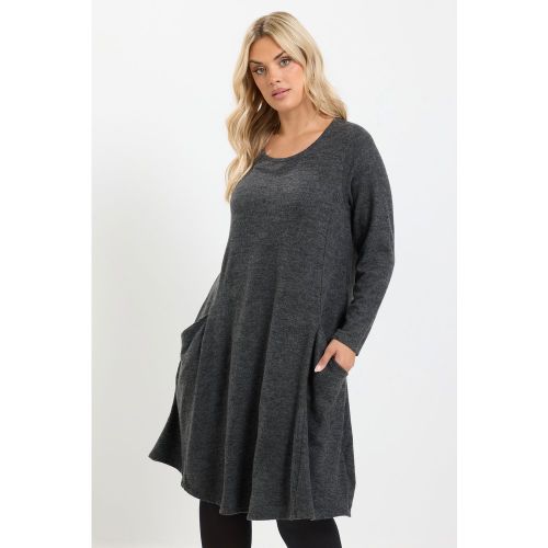 Robe Trapèze Grise À Poches Au Toucher Doux Size 50-52 - Yours - Modalova