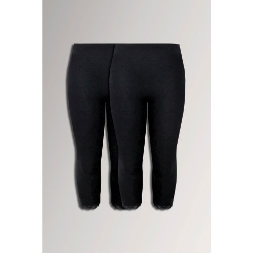 Et Lot De 2 Leggings Courts Noirs À Dentellesize 46 - Yours - Modalova