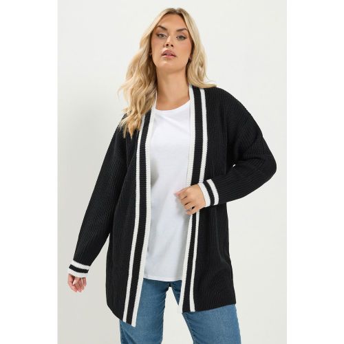 Cardigan Noir Monochrome En Maille Size 46-48 - Yours - Modalova