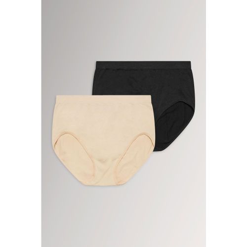 Lot De 2 Culottes Couvrantes Sans Coutures Et Légèrement Gainantes Noir/Chair Size 38-40 - Yours - Modalova