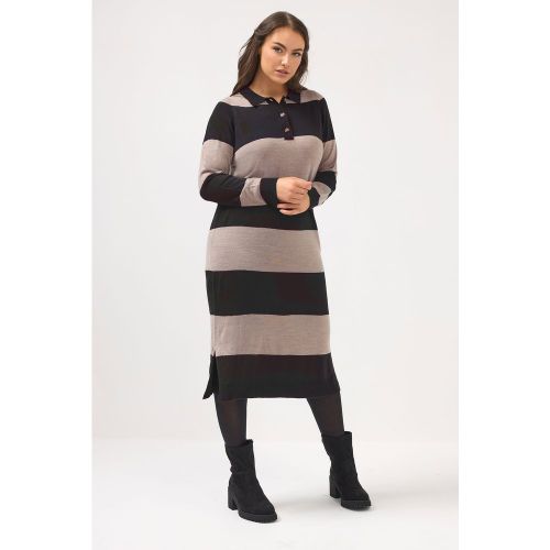 Robe Pull En Maille Noire À Col Rugby Size 46-48 - Yours - Modalova