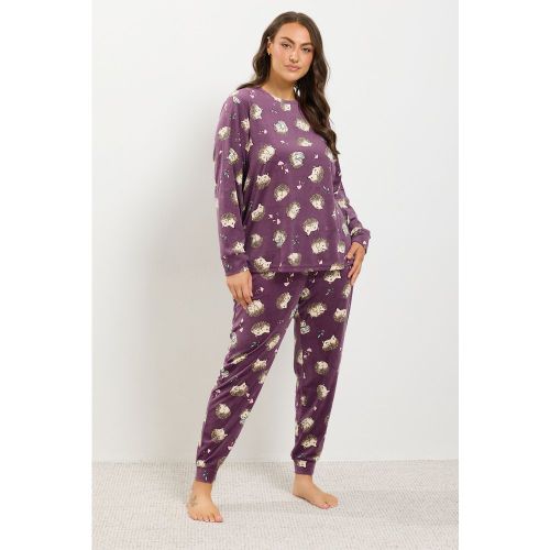 Ensemble De Pyjama Violet À Motif Hérisson Au Toucher Doux Size 50-52 - Yours - Modalova