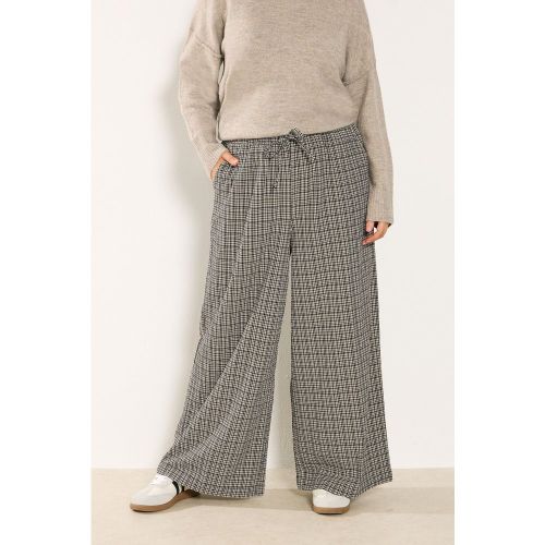 Pantalon Texturé À Jambes Larges À Carreaux Crème Size 48 - Yours - Modalova