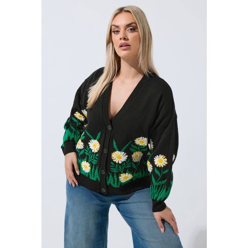 Cardigan En Maille Noir À Fleurs Size 42-44 - Limited Collection - Modalova