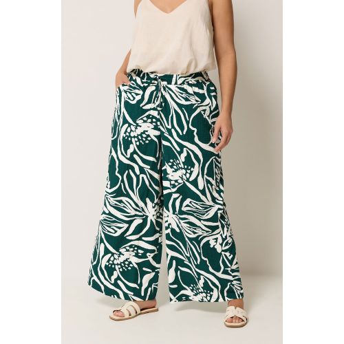 Pantalon Large Vert Sarcelle À Fleurs Size 42 - Yours - Modalova