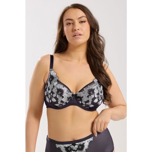 Soutiengorge Non Rembourré Violet À Broderies Florales Size 105F - Yours - Modalova