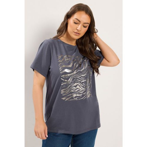 Tshirt Gris À Imprimé Zèbre Métallisé Size 42 - Yours - Modalova