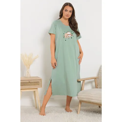 Chemise De Nuit Verte À Imprimé Paresseux Size 54-56 - Yours - Modalova