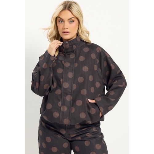 Bomber En Jean Marron Chocolat À Pois Size 38 - Yours - Modalova