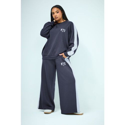 Sweatshirt Bleu Marine À Rayures Latérales « Nyc » Size 58-60 - Yours - Modalova