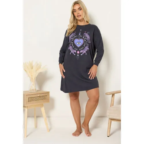 Chemise De Nuit À Manches Longues Bleu Marine « Wild And Free » Size 50-52 - Yours - Modalova