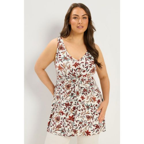 Débardeur Blanc À Fleurs Avec Nœud Sur Le Devant Size 46 - Yours - Modalova
