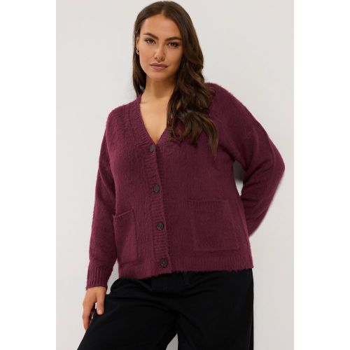 Cardigan Boyfriend Bordeaux Effet Brossé Size 62-64 - Yours - Modalova