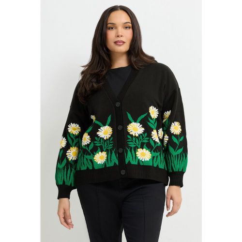 Cardigan En Maille Noir À Fleurs Size 46-48 - Limited Collection - Modalova