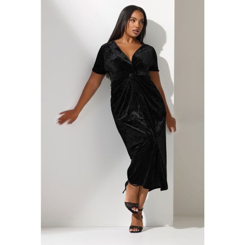 Yours Robe Longue En Velours Noir Avec Nœudsize 48 - Yours London - Modalova