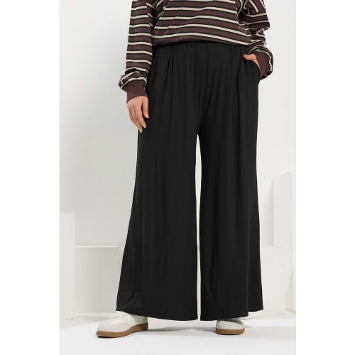 Pantalon Noir Stretch Wide Leg Size 46 - Yours - Modalova