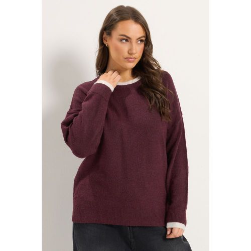 Pull 2En1 Bordeaux Avec Coutures Apparentes Size 42-44 - Yours - Modalova